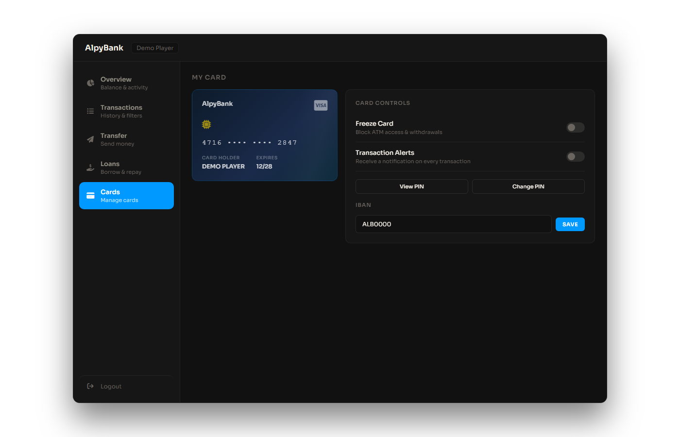 Alpy Banking card management
